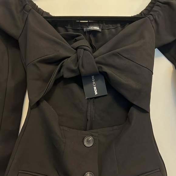 Fashionova Tie-Front Tuxedo Mini Dress - Picture 4 of 6